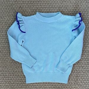 Crewcuts Light Blue Sweater with Purple-Trim Ruffles